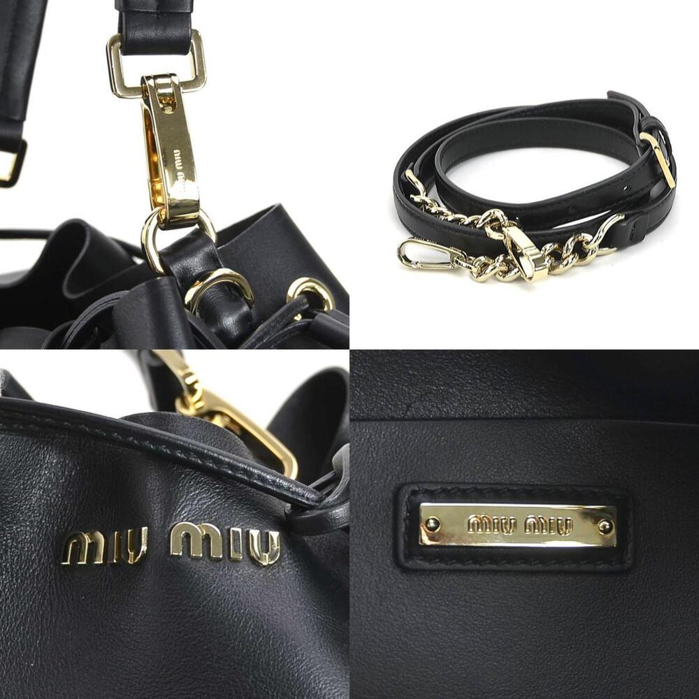 Miu Miu Miu handbag shoulder bag leather black ladies h30931g - Picture 5 of 5